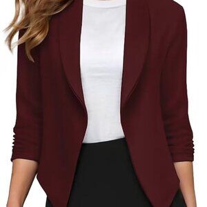 Hybrid & Company Lightweight Open Front Cardigan Classic Ruched Sleeve
